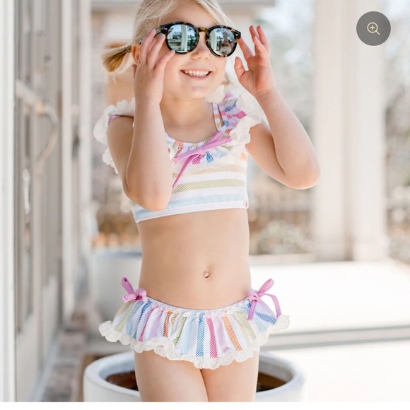 Pink Striped Ruffle Bikini Set - Picture 3 of 5